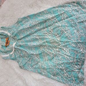 Tory Burch Aqua Coral Print Blouse